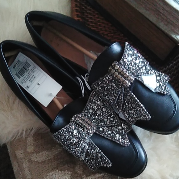 A New Day Black Bow Beaded Jean Dress Shoes